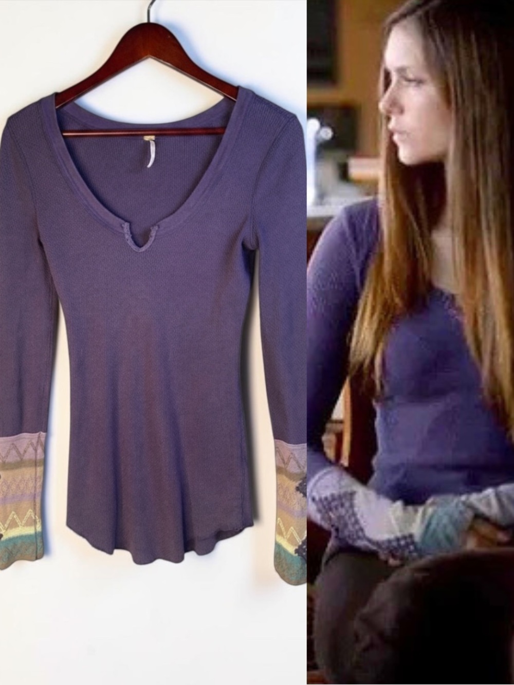 ASO Elena Gilbert Purple Thermal Top The Vampire Diaries Size Medium - Picture 2 of 7